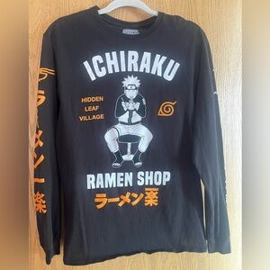 Ripple Junction Ichiraku Ramen Black and Orange Long Sleeve Shirt